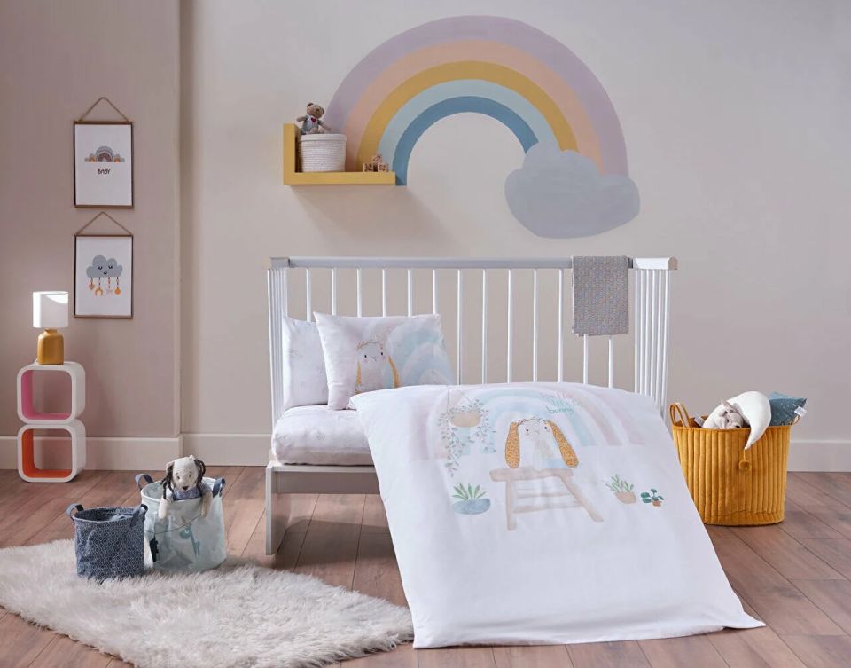 Nakışlı Bebek Nevresim Takımı Little Bunny Bebek - Sarı
