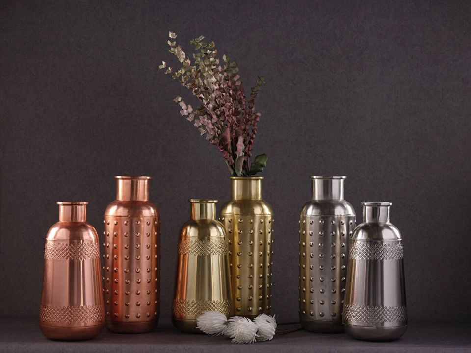 İron Flower Pot Small Ma6361 Gold Vazo Standart - Silver