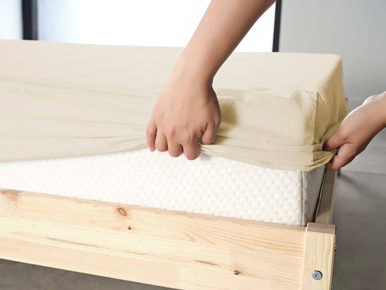 New Cotton Çarşaf Çift King Size - Krem