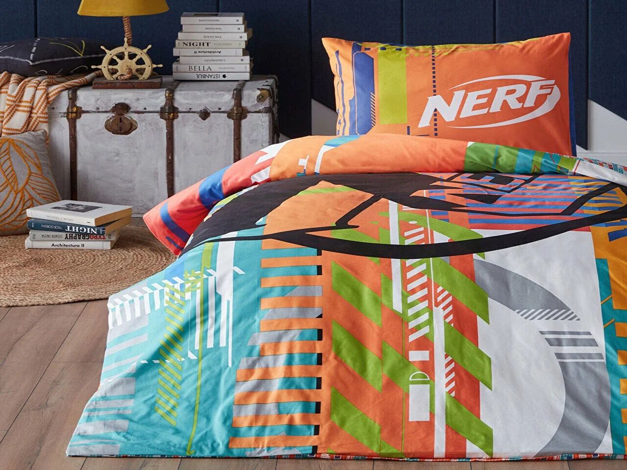 Lisanslı Nerf Nevresim Seti Tek Kişilik - Turuncu