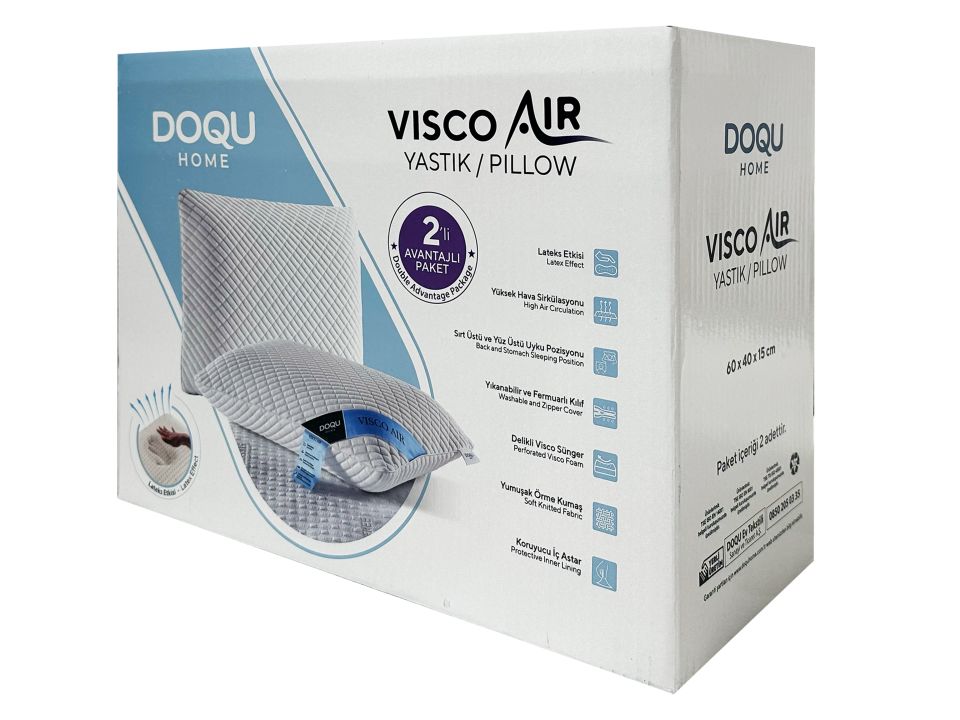 Visco Air Yastık 2'li Avantajlı Paket 60 x 40 cm - Beyaz