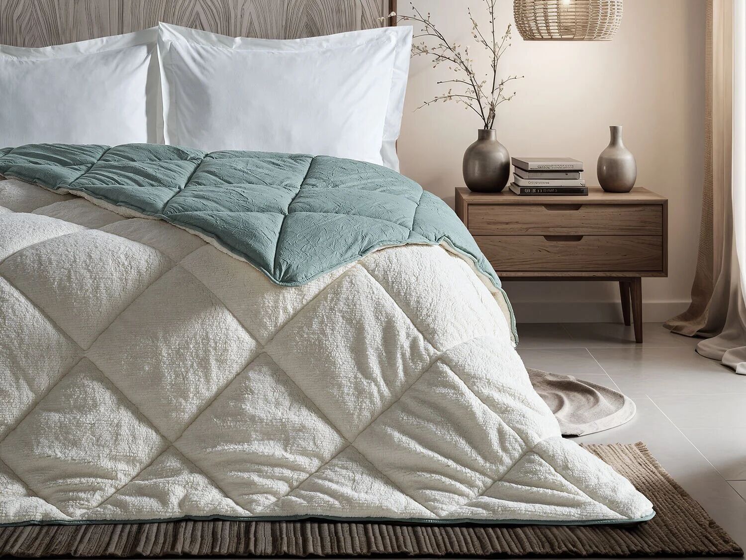 Double Comfort Uyku Paketi Çift Kişilik - Ekru - Yeşil